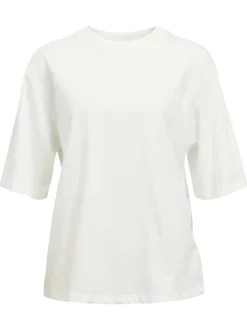 T-shirt en coton biologique blanc uni pourvu d'une coupe oversize