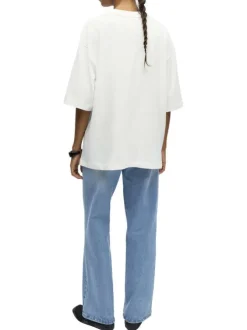 T-shirt en coton biologique blanc uni pourvu d'une coupe oversize