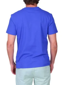 T-shirt en coton biologique bleu uni avec une coupe droite et un col rond