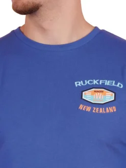 T-shirt en coton biologique bleu uni pourvu d'une coupe droite
