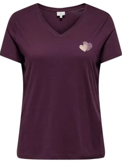T-shirt en coton biologique bordeaux uni pourvu de manches courtes