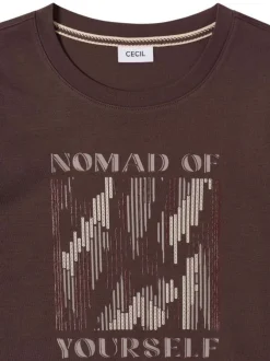 T-shirt en coton biologique chocolat uni pourvu d'un col rond