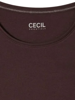T-shirt en coton biologique chocolat uni pourvu d'une coupe moulante