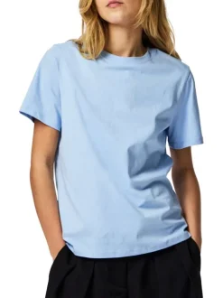 T-shirt en coton biologique ciel uni avec une coupe droite