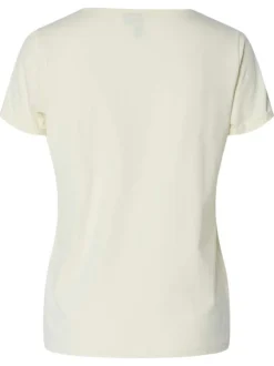 T-shirt en coton biologique écru avec un col v et des manches courtes