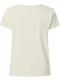 T-shirt en coton biologique écru à coupe droite pourvu d'un col v