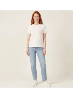 T-shirt en coton biologique écru uni avec des manches courtes
