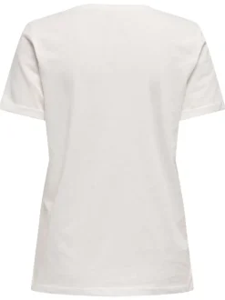 T-shirt en coton biologique écru uni avec un col rond à coupe droite