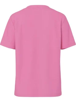T-shirt en coton biologique fuchsia uni avec une coupe droite