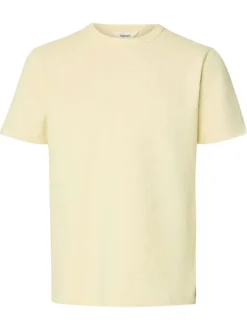 T-shirt en coton biologique jaune uni avec une coupe droite