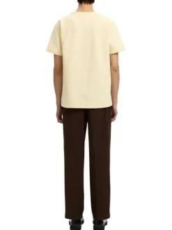 T-shirt en coton biologique jaune uni avec une coupe droite