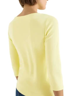 T-shirt en coton biologique jaune uni pourvu d'une coupe moulante