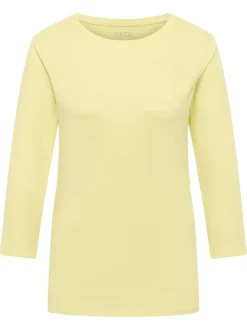 T-shirt en coton biologique jaune uni pourvu d'une coupe moulante