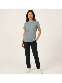 T-shirt en coton biologique kaki uni avec une coupe ajustée