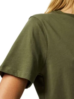 T-shirt en coton biologique kaki uni avec une coupe droite