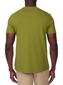 T-shirt en coton biologique kaki uni avec une coupe droite et un col rond