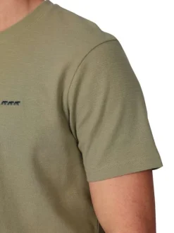 T-shirt en coton biologique kaki uni avec une coupe droite et un col rond