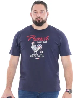T-shirt en coton biologique marine avec un imprimé et une coupe droite