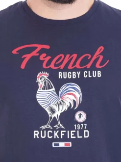 T-shirt en coton biologique marine avec un imprimé et une coupe droite