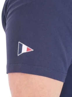 T-shirt en coton biologique marine avec un imprimé et une coupe droite