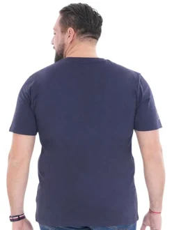T-shirt en coton biologique marine avec un imprimé et une coupe droite