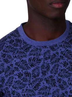 T-shirt en coton biologique marine à coupe droite pourvu d'un col rond