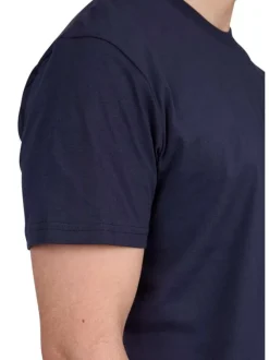 T-shirt en coton biologique marine uni avec logo iconique à l'avant