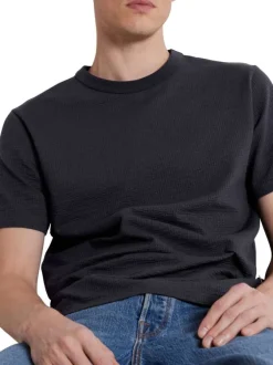 T-shirt en coton biologique marine uni avec une coupe droite