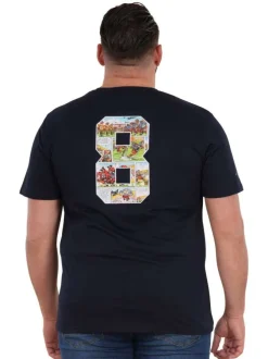 T-shirt en coton biologique marine uni pourvu de manches courtes