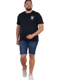 T-shirt en coton biologique marine uni pourvu de manches courtes