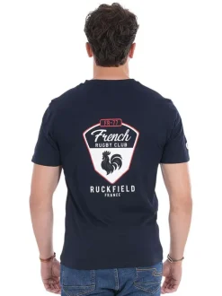 T-shirt en coton biologique marine uni pourvu d'un col rond