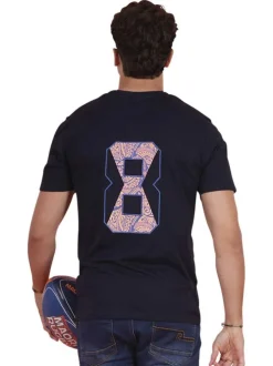 T-shirt en coton biologique marine uni pourvu d'une coupe droite