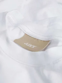 T-shirt en coton biologique mélangé blanc uni avec col rond et coupe regular fit