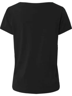 T-shirt en coton biologique noir avec un coeur motif léopard sur la poitrine