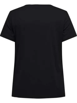 T-shirt en coton biologique noir avec un imprimé et une coupe ajustée