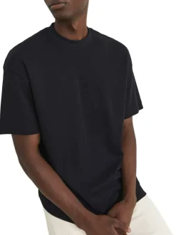 T-shirt en coton biologique noir à coupe droite et de manches courtes