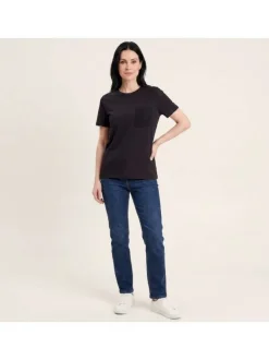 T-shirt en coton biologique noir uni avec des manches courtes