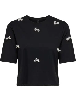 T-shirt en coton biologique noir uni avec une coupe droite et un col rond