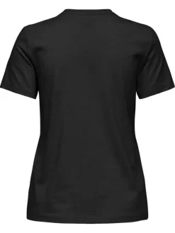 T-shirt en coton biologique noir uni avec une coupe droite et un col rond