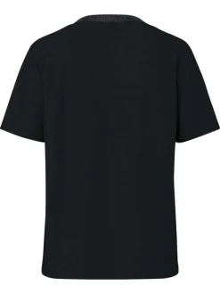 T-shirt en coton biologique noir uni avec une coupe droite et un col rond