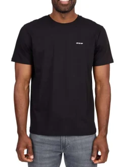 T-shirt en coton biologique noir uni avec une coupe droite et un col rond