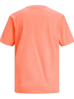 T-shirt en coton biologique orange avec un col rond et une coupe regular fit