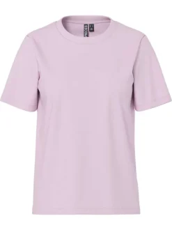T-shirt en coton biologique parme uni avec une coupe droite