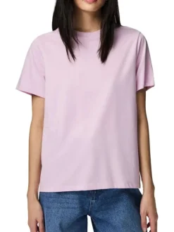 T-shirt en coton biologique parme uni avec une coupe droite