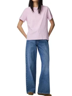 T-shirt en coton biologique parme uni avec une coupe droite