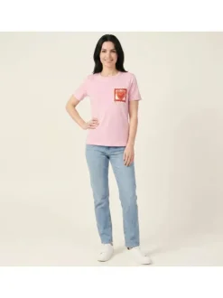 T-shirt en coton biologique rose uni avec des manches courtes