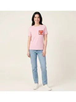 T-shirt en coton biologique rose uni avec des manches courtes