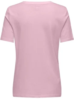 T-shirt en coton biologique rose uni avec des manches courtes