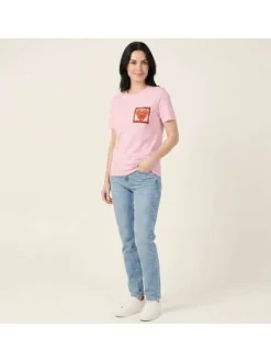 T-shirt en coton biologique rose uni avec des manches courtes