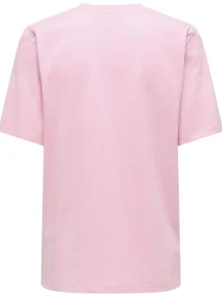 T-shirt en coton biologique rose uni pourvu d'une coupe droite